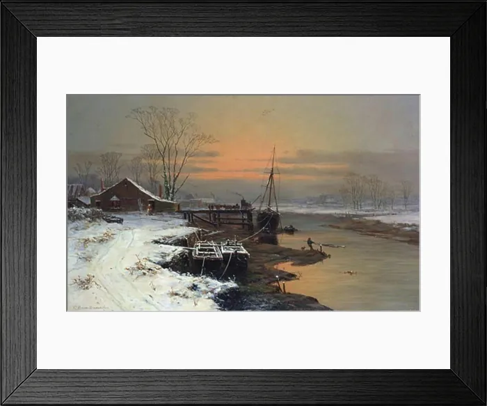 Framed Print : A Winter Evening Near Newport, Monmouthshire, Charles Brooke Branwhite, (1851-1929 / British) Framed Print : A Winter Evening Near Newport, Monmouthshire, Charles Brooke Branwhite, (1851-1929 / British)