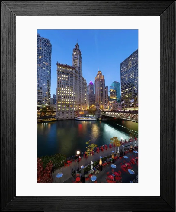 Framed Print : View of the Chicago downtown over the river Framed Print : View of the Chicago downtown over the river