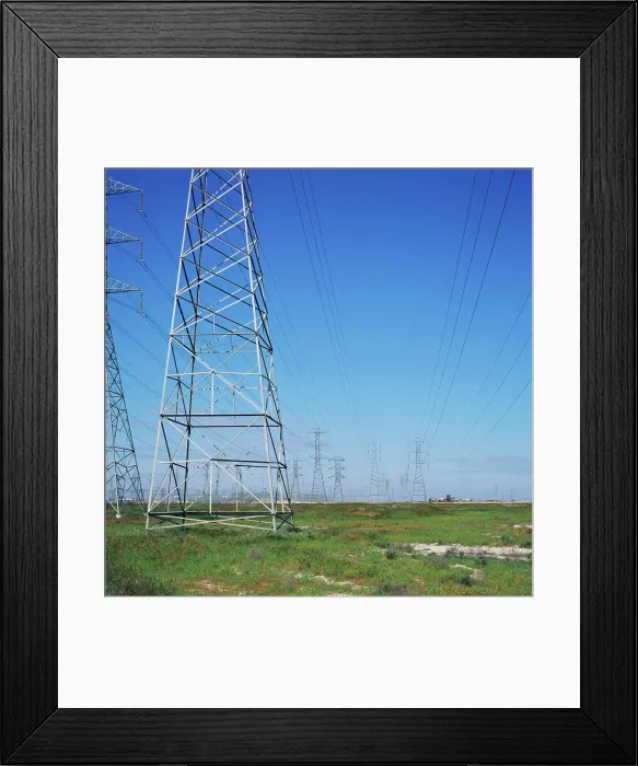 Framed Print : Pylons in a field Framed Print : Pylons in a field