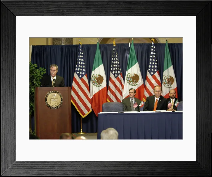 Framed Print : Office of the Secretary (Carlos Gutierrez) - Mexican Cement Signing