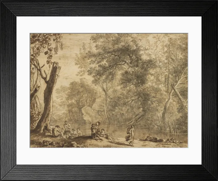 Framed Print : Woodland Landscape with Nymphs and Satyrs; Herman van Swanevelt (Dutch) Framed Print : Woodland Landscape with Nymphs and Satyrs; Herman van Swanevelt (Dutch)