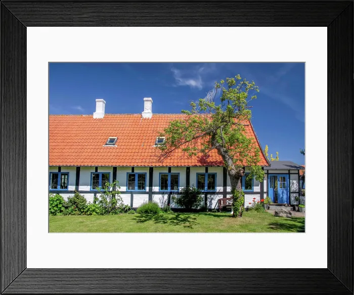 Framed Print : Idyllic half-timbered house on Bornholm Idyllic half-timbered house in Svaneke on Bornholm