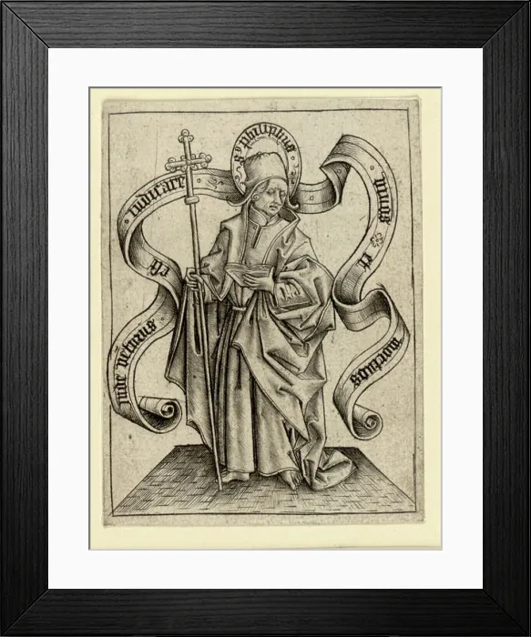 Framed Print : Copper engraving from 1450-1475 by Meister der Berliner Passion depicting Saint Philip