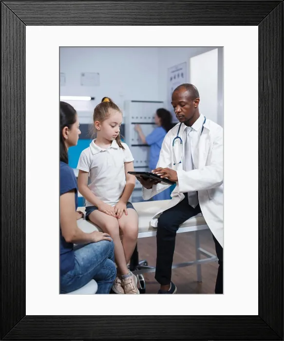 Framed Print : Doctor explaining treatment to patient Framed Print : Doctor explaining treatment to patient