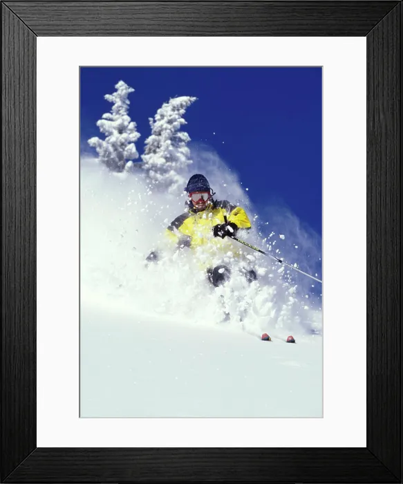 Framed Print : Skier skiing fresh deep powder at Fernie Alpine Resort, East Kootenays, British Columbia, Canada Framed Print : Skier skiing fresh deep powder at Fernie Alpine Resort, East Kootenays, British Columbia, Canada