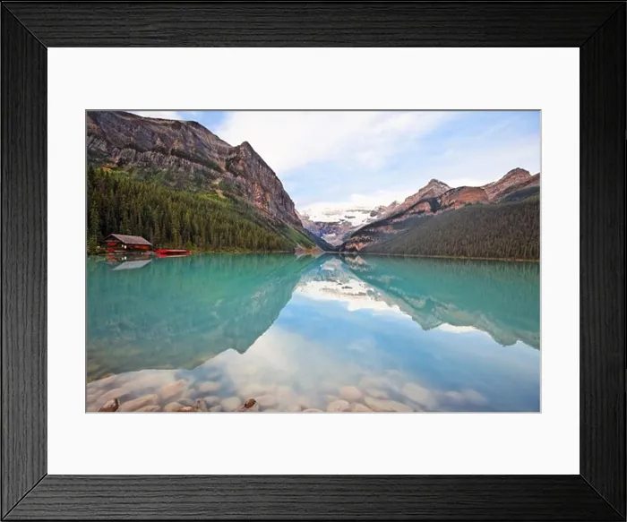 Framed Print : Reflection of mountains in a lake, Lake Louise, Alberta, Canada Framed Print : Reflection of mountains in a lake, Lake Louise, Alberta, Canada