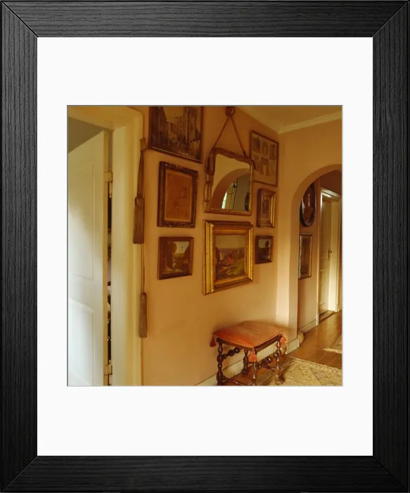 Framed Print : Old paintings on the wall of country hall
