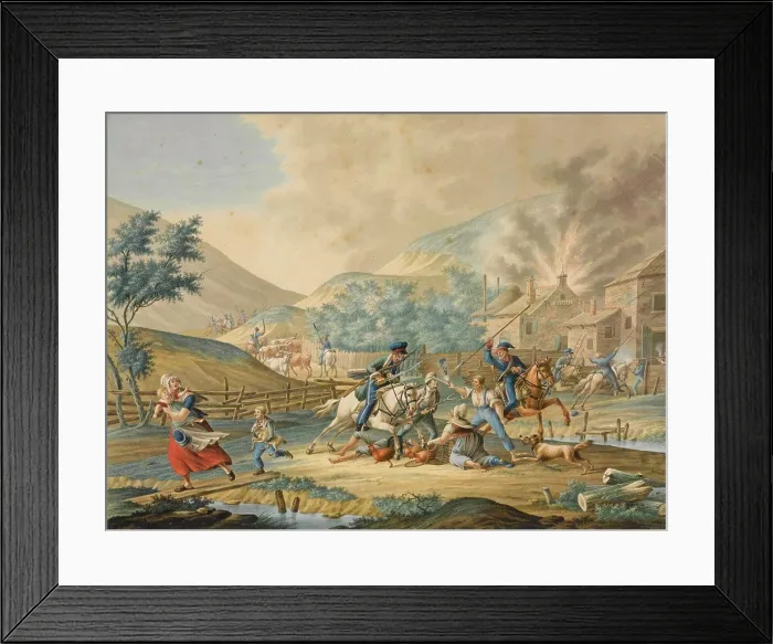 Framed Print : Anglo-Russian invasion of Holland in 1799 by Anonymous / Private Collection / 1799 / Holland / Watercolour on paper Framed Print : Anglo-Russian invasion of Holland in 1799 by Anonymous / Private Collection / 1799 / Holland / Watercolour on paper