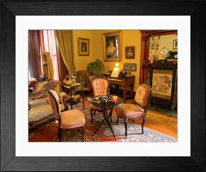Framed Print : Canada, British Columbia, Victoria, Craigdarroch Castle, completed 1890, Bedroom sitting area Framed Print : Canada, British Columbia, Victoria, Craigdarroch Castle, completed 1890, Bedroom sitting area