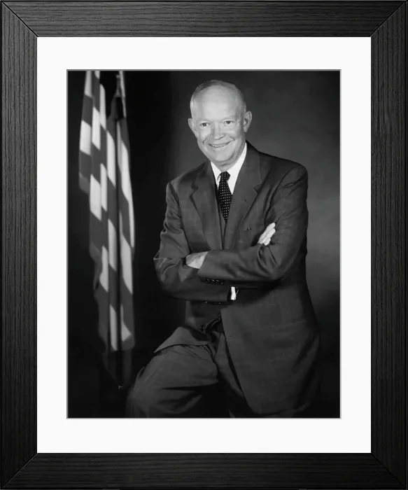 Framed Print : Digitally restored vector portrait of President Dwight D Framed Print : Digitally restored vector portrait of President Dwight D