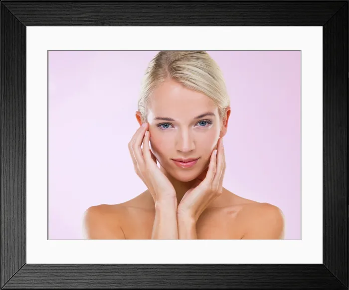 Framed Print : Woman, portrait and skincare cosmetics in studio for healthy treatment Framed Print : Woman, portrait and skincare cosmetics in studio for healthy treatment