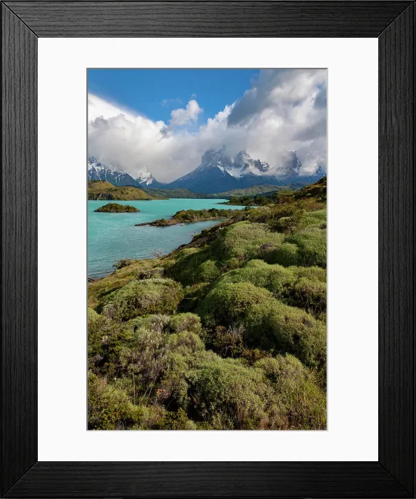 Framed Print : Scenic view in Torres Del Paine National Park in Patagonia, southern Chile, South America