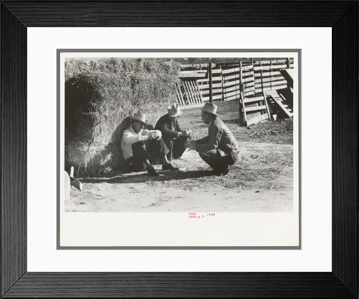 Framed Print : Cattlemen talking at stockyards at San Angelo Framed Print : Cattlemen talking at stockyards at San Angelo
