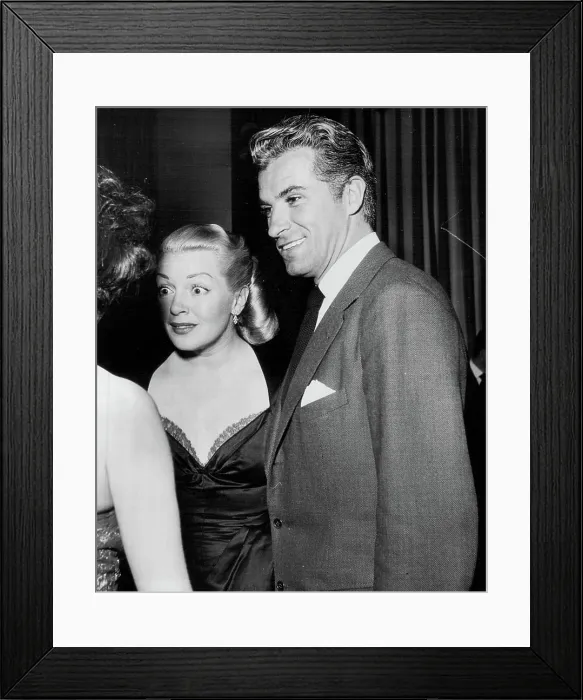 Framed Print : Lana Turner and Fernando Lamas. April 16, 1952 Framed Print : Lana Turner and Fernando Lamas. April 16, 1952