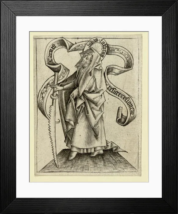 Framed Print : Copper engraving of Judas Thaddäus by Meister der Berliner Passion Framed Print : Copper engraving of Judas Thaddäus by Meister der Berliner Passion