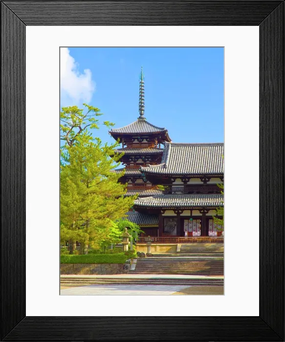 Framed Print : Japan, Nara, Horyuji Temple, Central Gate, Five - storied Pagoda Framed Print : Japan, Nara, Horyuji Temple, Central Gate, Five - storied Pagoda
