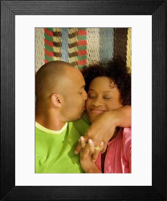 Framed Print : Husband Kissing Wife Framed Print : Husband Kissing Wife