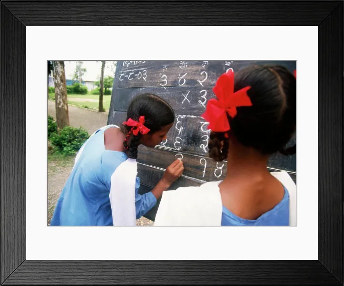Framed Print : Rural school, girl writing on blackboard, Dehra Dun, Uttaranchal, India Framed Print : Rural school, girl writing on blackboard, Dehra Dun, Uttaranchal, India