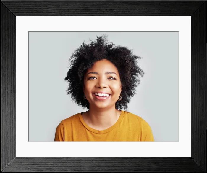 Framed Print : Smile, woman and portrait in studio Framed Print : Smile, woman and portrait in studio
