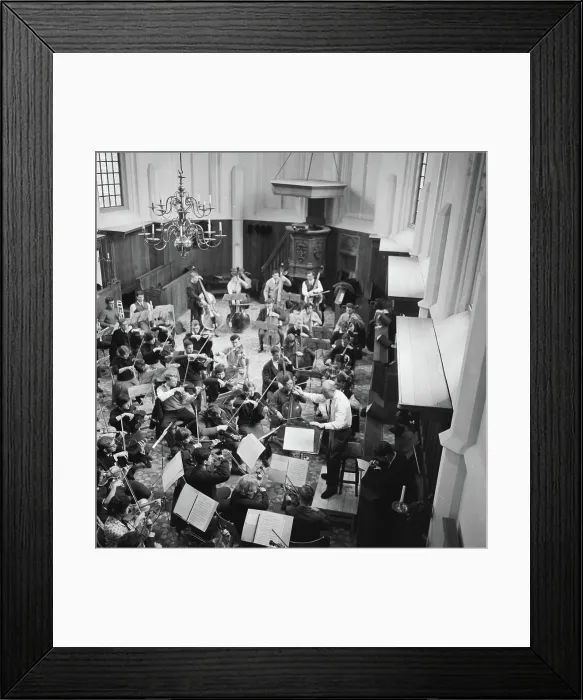 Framed Print : Anefo photo collection. Dutch student orchestra weather in Bergen to rehearse led by conductor Jan Brussen Framed Print : Anefo photo collection. Dutch student orchestra weather in Bergen to rehearse led by conductor Jan Brussen
