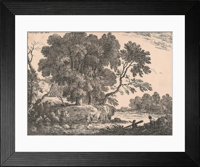 Framed Print : Landscape with group of trees surrounded by water Framed Print : Landscape with group of trees surrounded by water