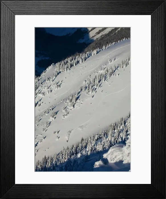 Framed Print : A backcountry snowboarder uses his splitboard to rip a line in the Kicking Horse Backcountry Framed Print : A backcountry snowboarder uses his splitboard to rip a line in the Kicking Horse Backcountry