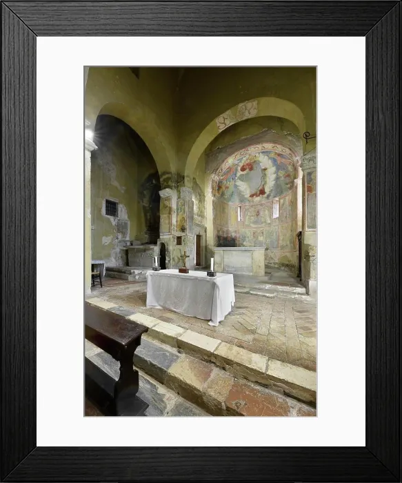 Framed Print : Ferentillo (Umbria - Tr), abbey of San Pietro in Valle. Church interior, presbytery area Framed Print : Ferentillo (Umbria - Tr), abbey of San Pietro in Valle. Church interior, presbytery area