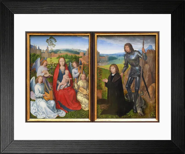 Framed Print : Diptych, Madonna of the Rose Bower and St George with Donor Framed Print : Diptych, Madonna of the Rose Bower and St George with Donor