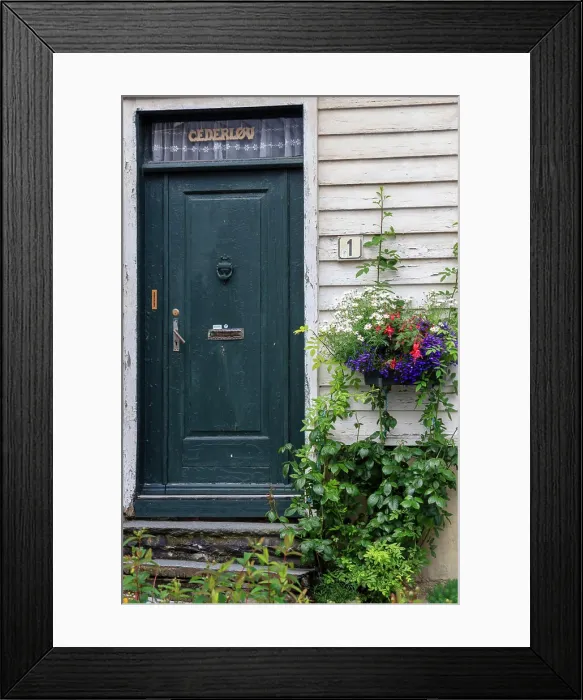 Framed Print : Protected old wooden Houses. Old city Center. Stavanger. Norway