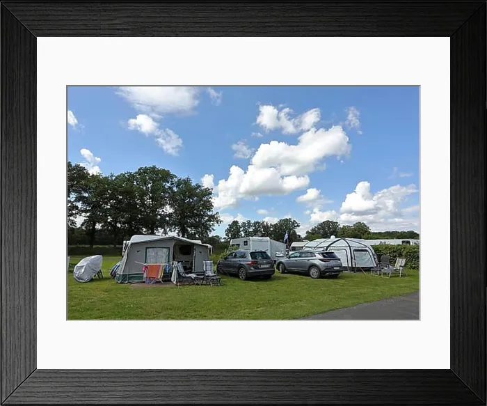 Framed Print : Camping with caravan, caravan with awning, Camping Sonnensee, Versmold, North Rhine-Westphalia, Germany, Europe Framed Print : Camping with caravan, caravan with awning, Camping Sonnensee, Versmold, North Rhine-Westphalia, Germany, Europe