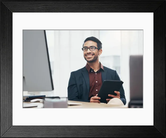 Framed Print : Business, man and employee with tablet Framed Print : Business, man and employee with tablet