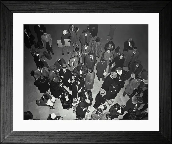 Framed Print : View looking down on travelers in New York City Framed Print : View looking down on travelers in New York City