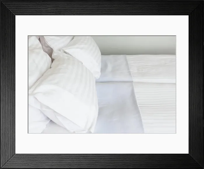 Framed Print : Prepared fresh bed, scene in hotel room Prepared fresh bed Framed Print : Prepared fresh bed, scene in hotel room Prepared fresh bed