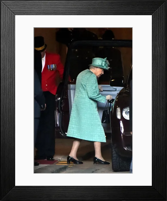 Framed Print : Photograph of Queen Elizabeth II leaving the State Opening of Parliament in December 2019