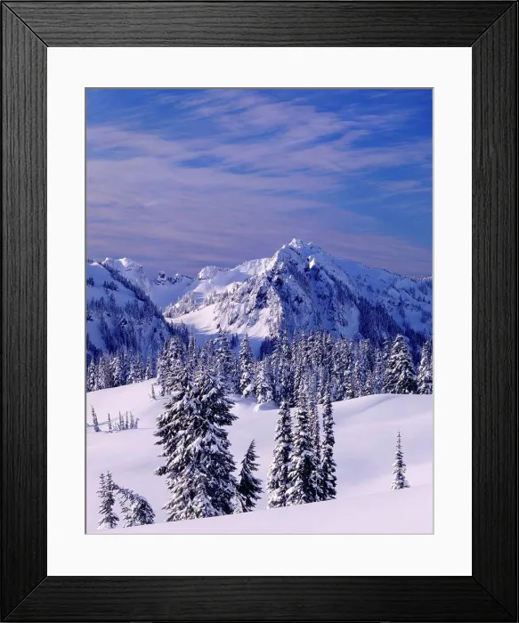 Framed Print : Tatoosh Range in winter, Mount Rainier National Park Washington USA