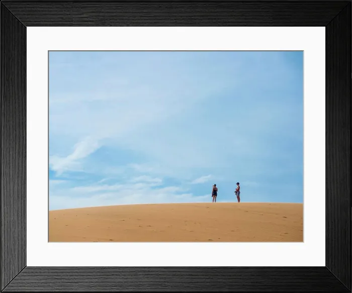 Framed Print : Vietnam, Mui Ne. People on sand dune. (MR) Framed Print : Vietnam, Mui Ne. People on sand dune. (MR)