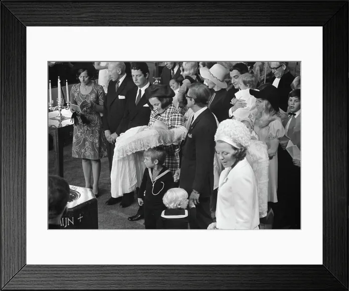 Framed Print : Anefo photo collection. Baptism Prince Pieter Christiaan in Apeldoorn. September 3, 1972. Apeldoorn, Gelderland Framed Print : Anefo photo collection. Baptism Prince Pieter Christiaan in Apeldoorn. September 3, 1972. Apeldoorn, Gelderland