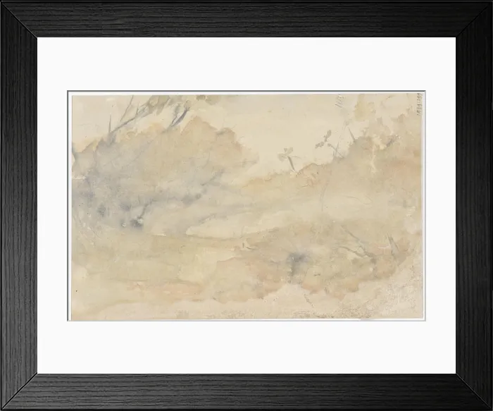 Framed Print : Landscape (unfinished), Landscape, draughtsman: Jozef Israëls, 1834 - 1911, paper, brush, h 162 mm × w 248 mm Framed Print : Landscape (unfinished), Landscape, draughtsman: Jozef Israëls, 1834 - 1911, paper, brush, h 162 mm × w 248 mm