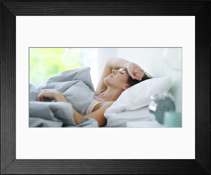 Framed Print : Depression, sleeping and woman in bed in home with loneliness Framed Print : Depression, sleeping and woman in bed in home with loneliness