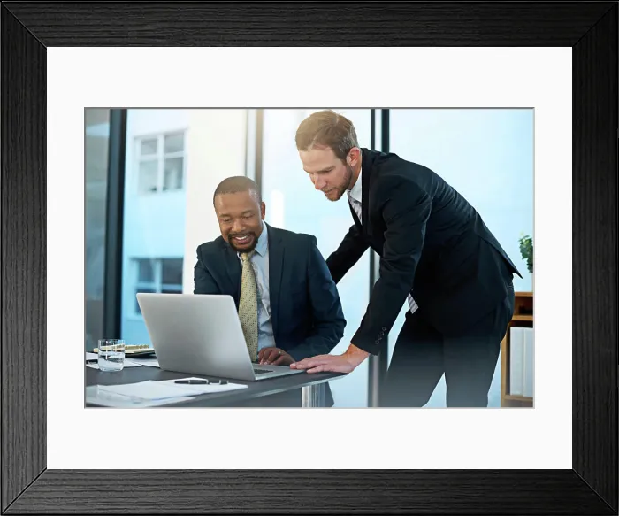 Framed Print : Teamwork, lawyers or business people on laptop at law firm for consulting