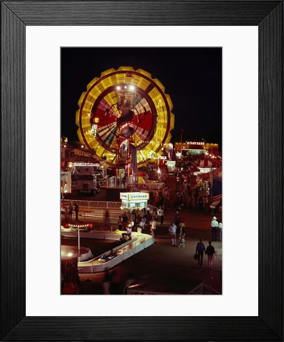 Framed Print : Carnival rides at twilight at Cheyenne Frontier Days in Cheyenne, WY. - CF65640 Framed Print : Carnival rides at twilight at Cheyenne Frontier Days in Cheyenne, WY. - CF65640