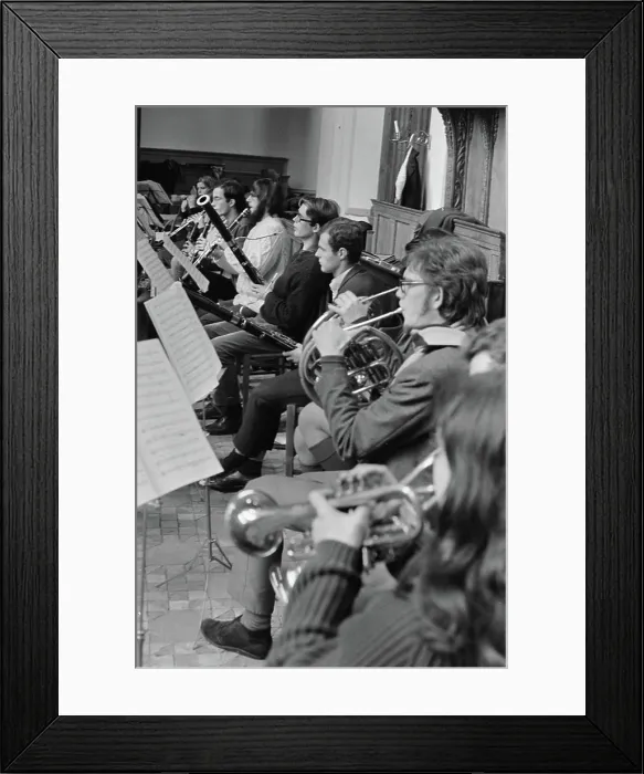 Framed Print : Anefo photo collection. Dutch Student Orchestra rehearses in Ruin Church in Bergen Framed Print : Anefo photo collection. Dutch Student Orchestra rehearses in Ruin Church in Bergen