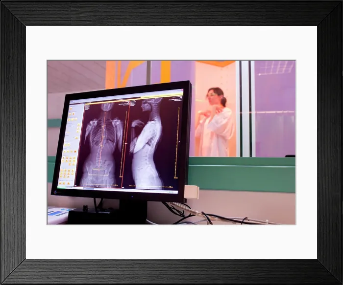 Framed Print : This 2D and 3D digital X-ray imaging equipment is dedicated to the orthopedic practice