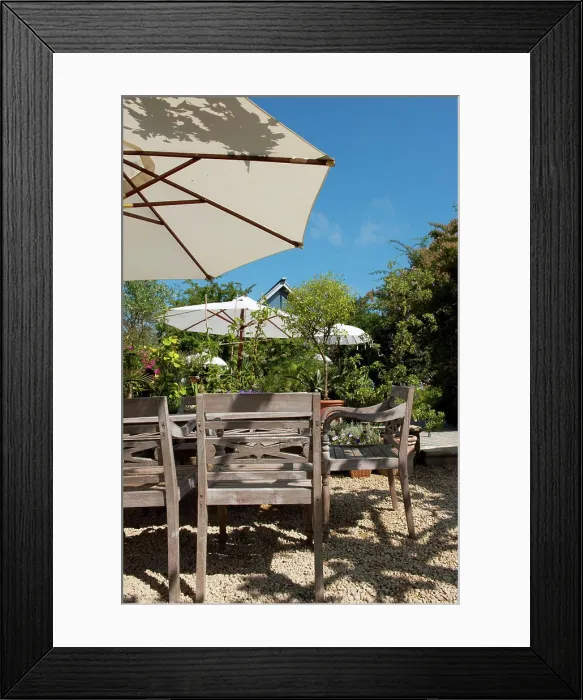 Framed Print : Garden of the restaurant Asian garden of the restaurant with white parasols Copyright: xZoonar Framed Print : Garden of the restaurant Asian garden of the restaurant with white parasols Copyright: xZoonar