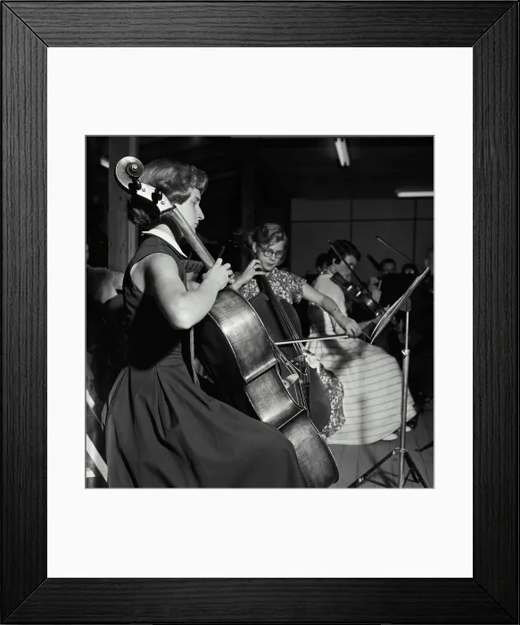 Framed Print : Vintage Photograph. String section of Orchestra group Framed Print : Vintage Photograph. String section of Orchestra group