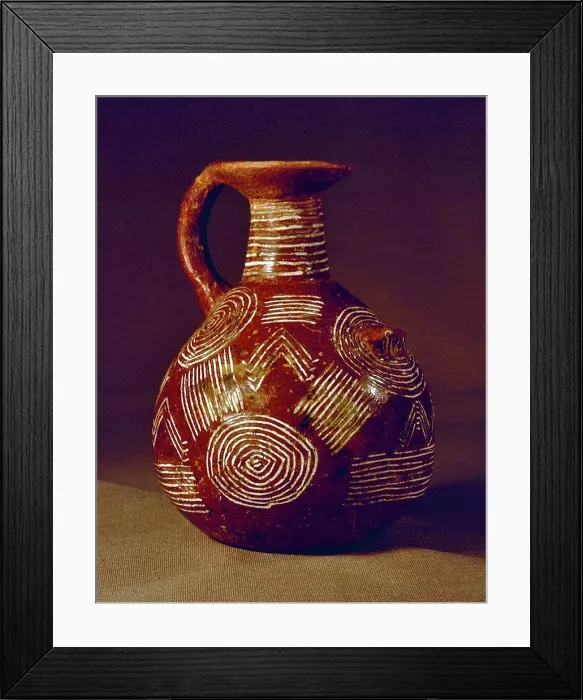 Framed Print : Jug with round base and round spout, Incised Red Polished Ware, Early Bronze Age, 2000 BC. from Cyprus Framed Print : Jug with round base and round spout, Incised Red Polished Ware, Early Bronze Age, 2000 BC. from Cyprus