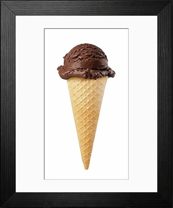 Framed Print : ice cream waffle cone isolated on white background Framed Print : ice cream waffle cone isolated on white background