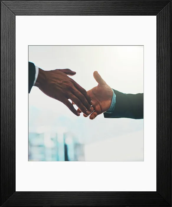 Framed Print : Corporate people, reaching and hands for support Framed Print : Corporate people, reaching and hands for support
