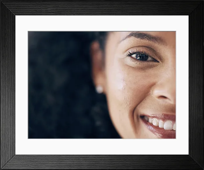 Framed Print : Closeup, black woman and cosmetics with portrait Framed Print : Closeup, black woman and cosmetics with portrait