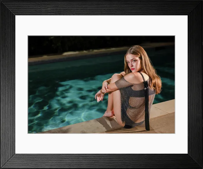 Framed Print : Serene poolside elegance under the summer sun Framed Print : Serene poolside elegance under the summer sun